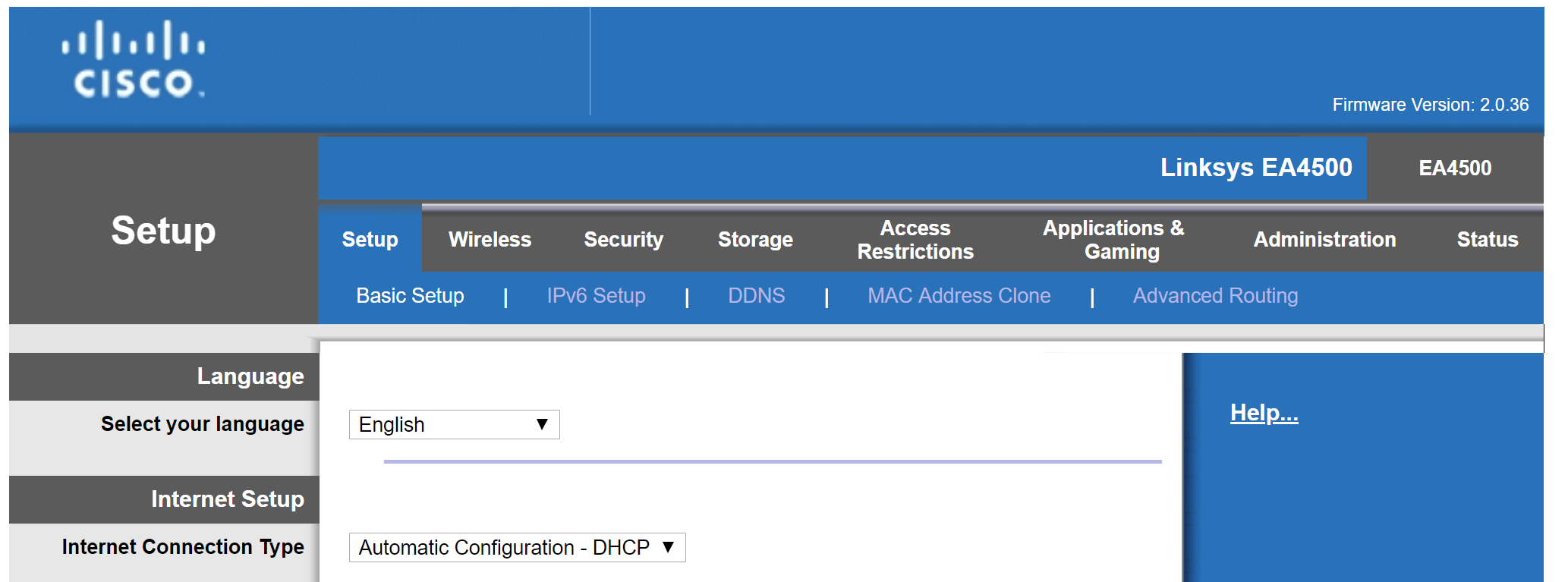 Old Firmware Setup Page